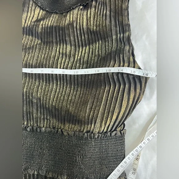Nanette Lepore Dress Very Black Gold Solid Sleeveless Pleated Size 6 - Picture 9 of 12